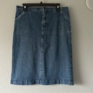 Custom Midi length denim dark wash skirt